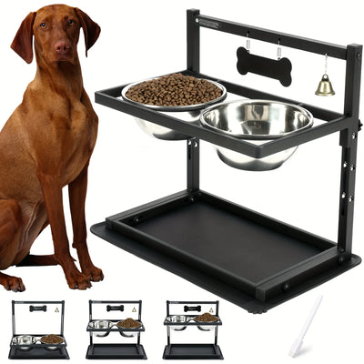Bol Surélevé Réglable Gros Chien Inox