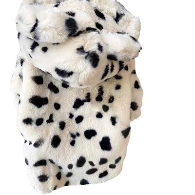 Manteau Sherpa Moucheté à Capuche pour Chien