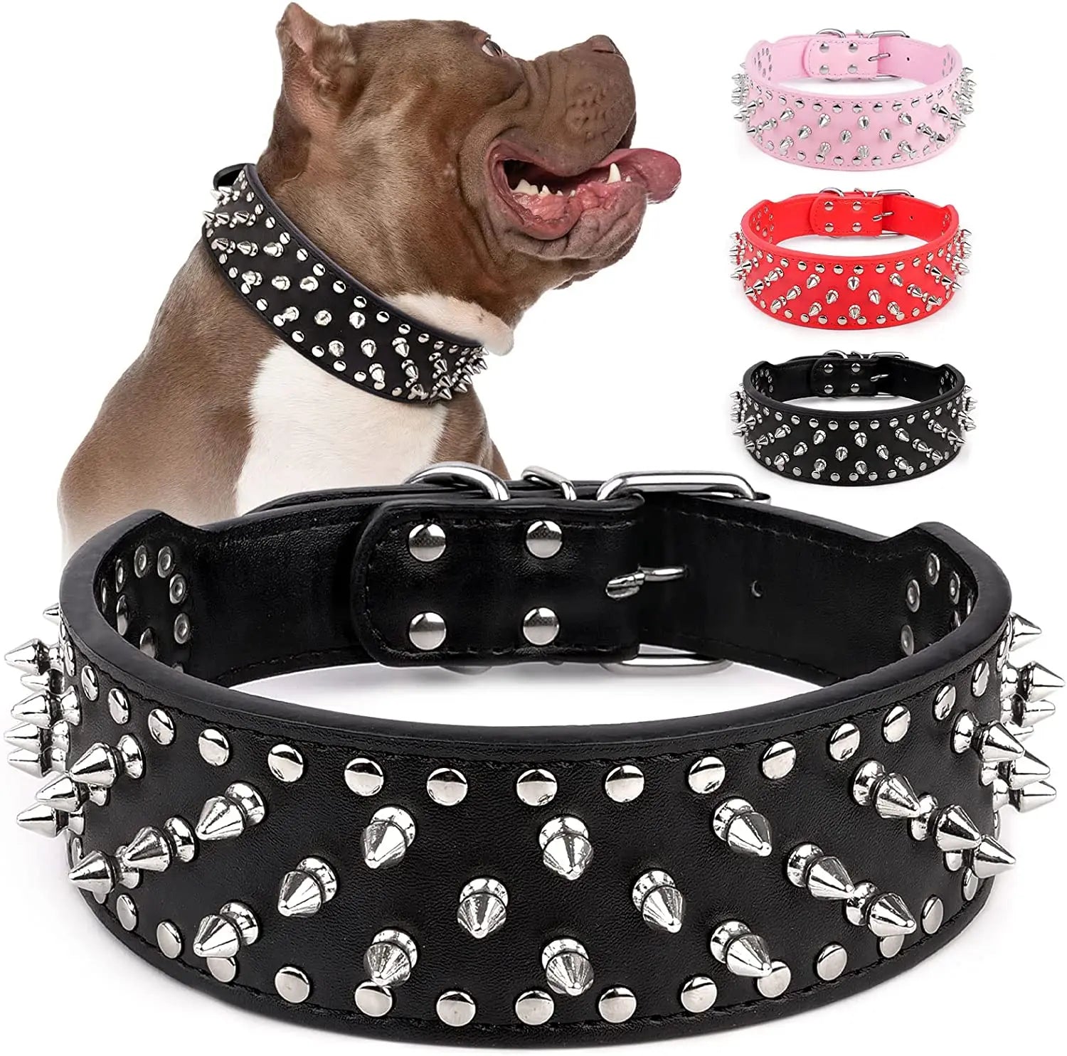 Collier Cuir Clouté Pitbull Mastiff