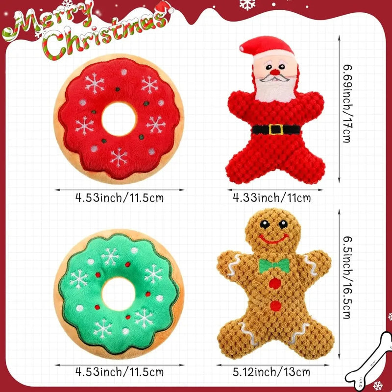 Peluche Donut de Noël Chien Mâcheur Lots de 3 et 5
