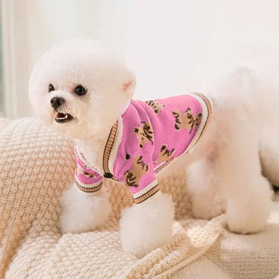 Pull Tricot Rayé pour Chien Col Montant