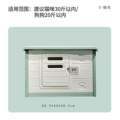 Niche Chien Extérieur Plastique avec Porte et Toit Renforcé