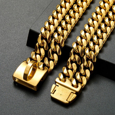 Collier Chaîne Inox Doré Gros Chien Pitbull