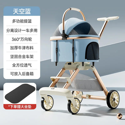 Poussette pour Chien de Luxe 3 en 1 Nacelle Détachable