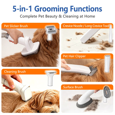 Aspirateur de Toilettage Chien 5 en 1, Bac 2 L