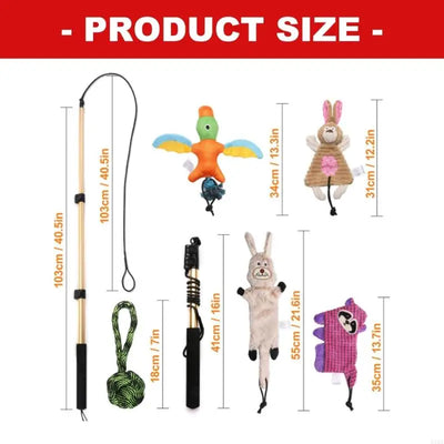 Flirt Pole Chien Télescopique 103 cm avec Balle et Jouets
