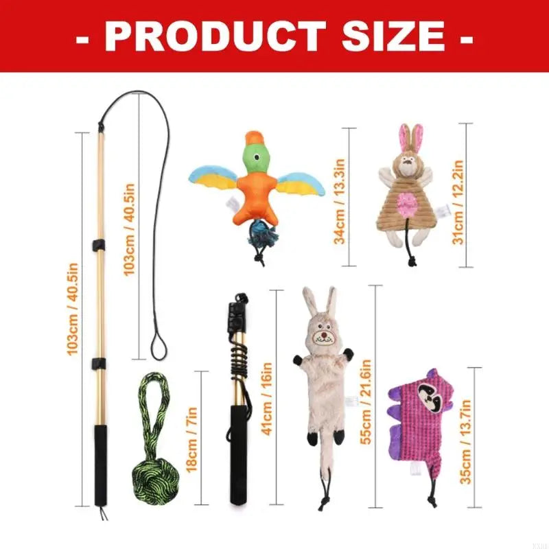 Flirt Pole Chien Télescopique 103 cm avec Balle et Jouets