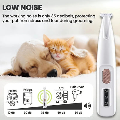 Tondeuse Pattes pour Chien Silencieuse 35 dB Lumière LED USB