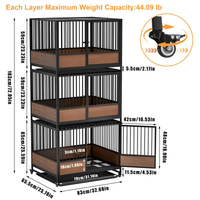 Cage pour Chien Empilable 2 en 1 sur Roulettes