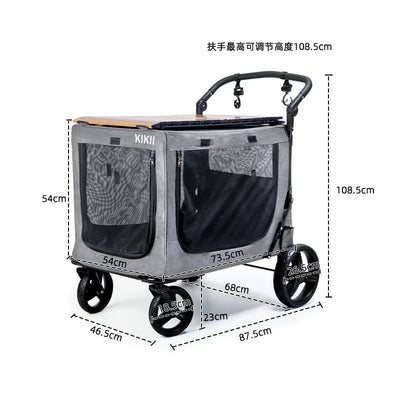 Poussette pour Chien Tout Terrain 4 Roues Caisson 73,5 cm