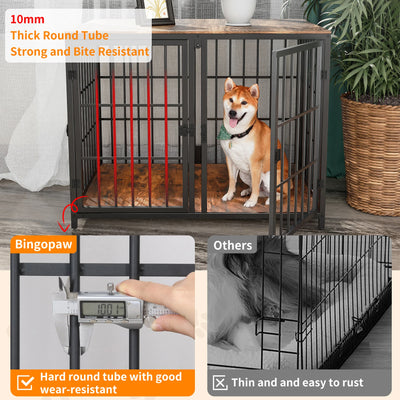 Meuble Cage pour Chien 4 Portes avec Séparateur Amovible