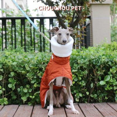 Manteau Matelassé Orange Col Roulé Lévrier Italien