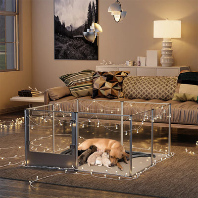 Parc Acrylique Extra Large Chien Cadre Argent