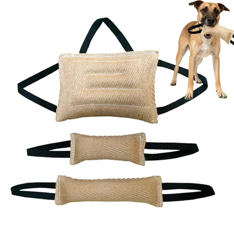 Jouet de Traction pour Chien Coussin Jute 2 Poignées