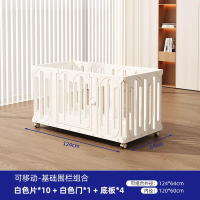 Parc pour Chien d'Intérieur Transparent Amovible sur Roulettes