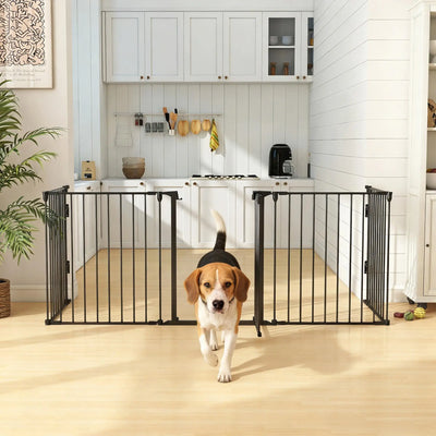 Barrière pour Chien 5 Panneaux 300 cm Verrouillage Automatique