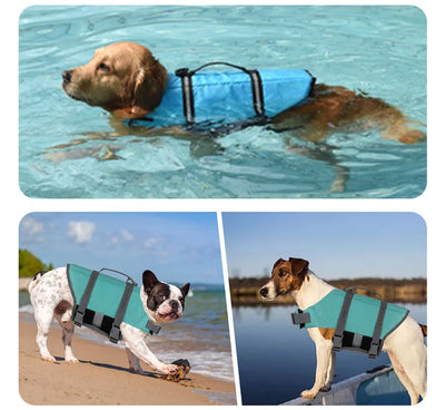 Gilet de Sauvetage pour Chien Réglable Poignée Ventre Aéré