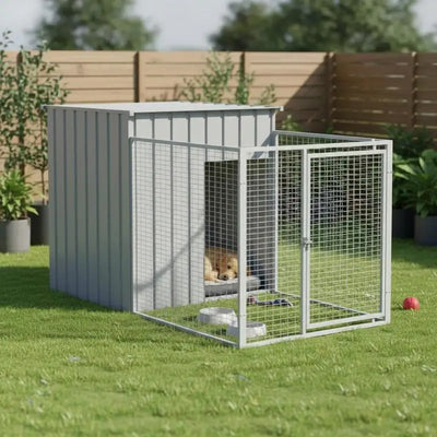 Niche Chien Acier Galvanisé Chenil Extensible 110x405x110 cm