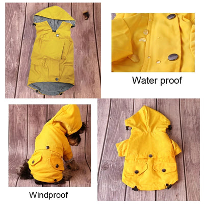 Manteau Imperméable Jaune à Capuche Coupe-Vent pour Chien