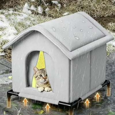 Petite Niche Chien Pliable Grise Surélevée pour Chiot