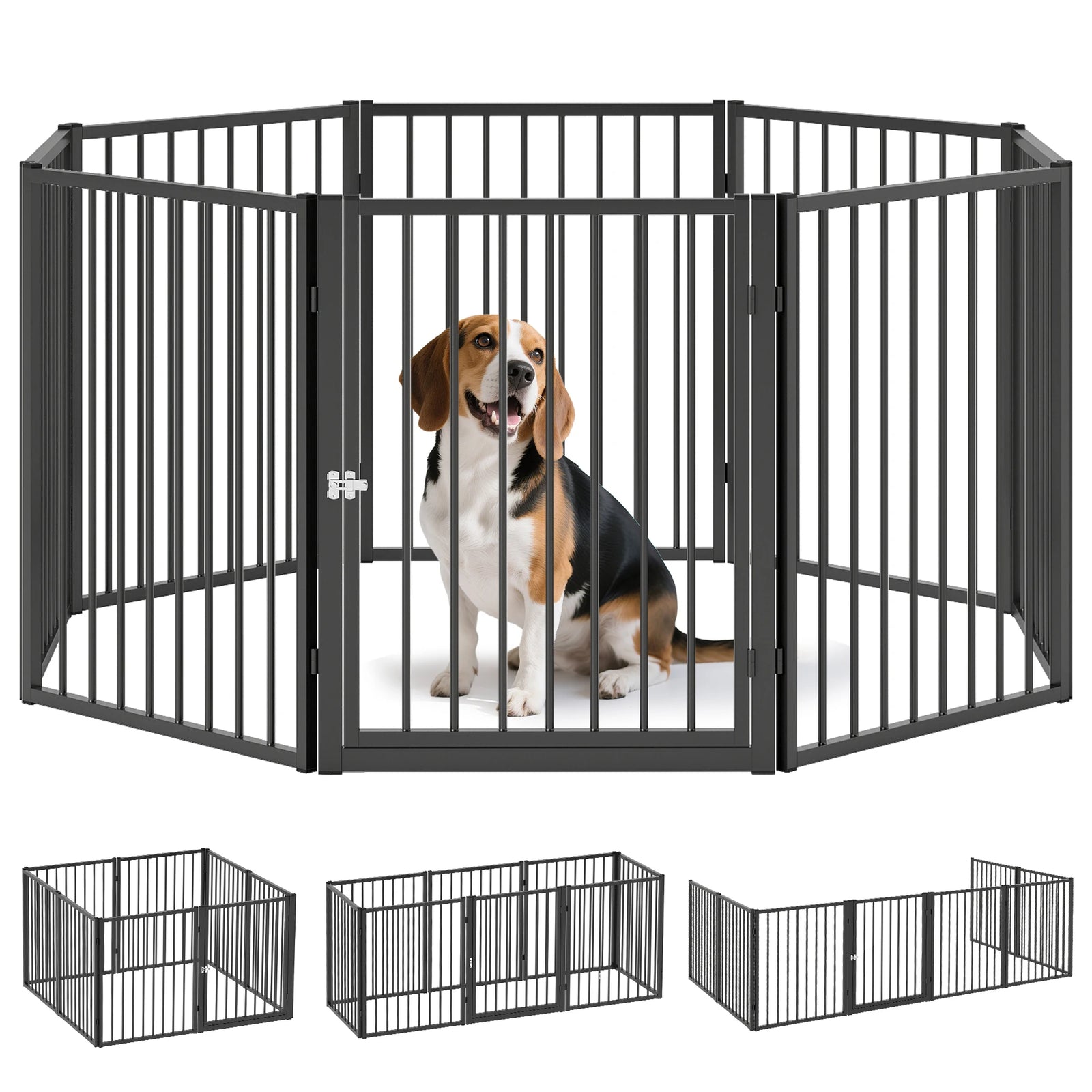 Parc pour Chien PawHut 8 Panneaux Pliable Métal Noir