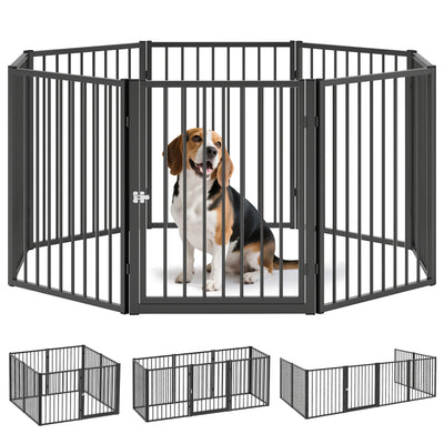 Parc pour Chien PawHut 8 Panneaux Pliable Métal Noir