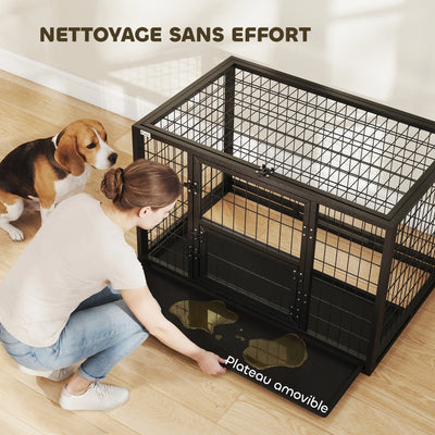 Cage pour Chien Intérieur Acier Toit Ouvrant 94x60x64 cm