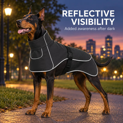 Manteau Imperméable Polaire Noir Chien Taille XL