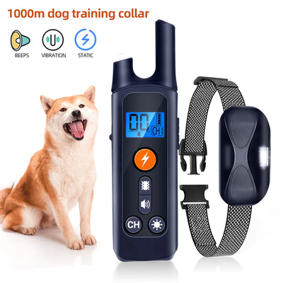 Collier Électrique de Dressage 1000 m Étanche Rechargeable Chien