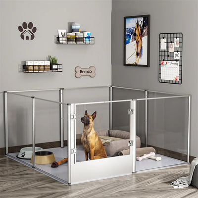 Parc d'Exercice Acrylique Grand Format Chien Cadre Argent