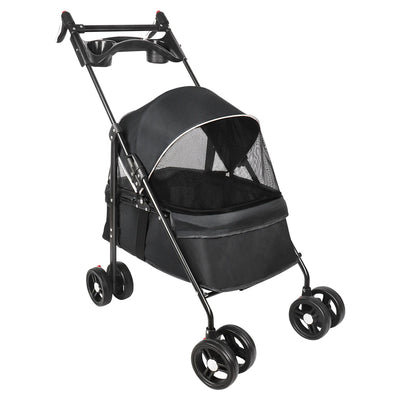 Poussette 2-en-1 Nacelle Amovible pour Chien 10 kg