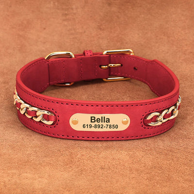 Collier Cuir Personnalisé à Plaque d'Identification Chien