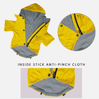 Manteau Imperméable Jaune à Capuche Coupe-Vent pour Chien
