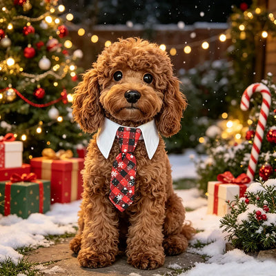 Collier Cravate de Noël Rouge et Vert Chien