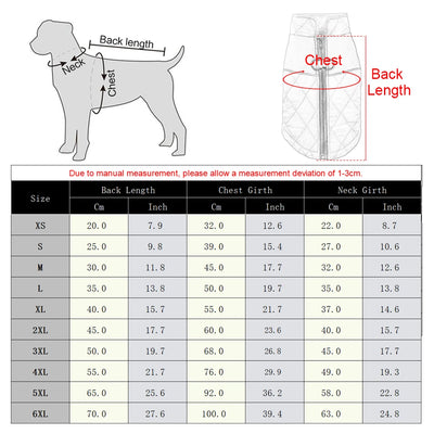 Manteau Matelassé Zippé Réfléchissant Grande Taille Chien