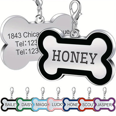 Médaille d'Identification Os Gravée pour Chien