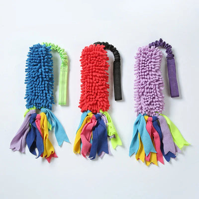 Jouet de Traction Chenille Polaire Poignée Élastique pour Chien