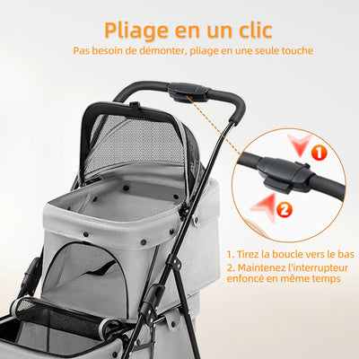 Poussette Double Étage 2 Chiens Toile Oxford