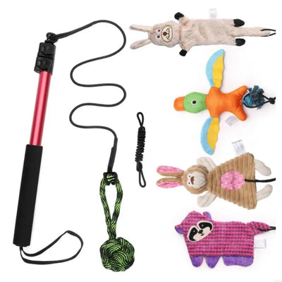 Flirt Pole Chien Télescopique 103 cm avec Balle et Jouets