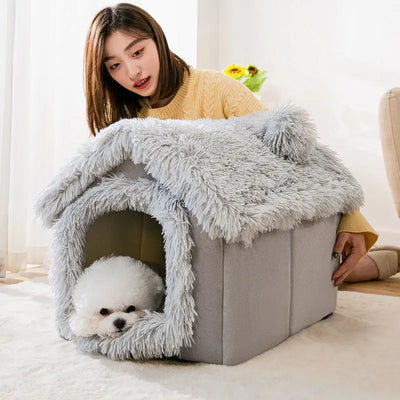 Niche d'Intérieur pour Chien Moelleuse à Toit Doux 6 Coloris