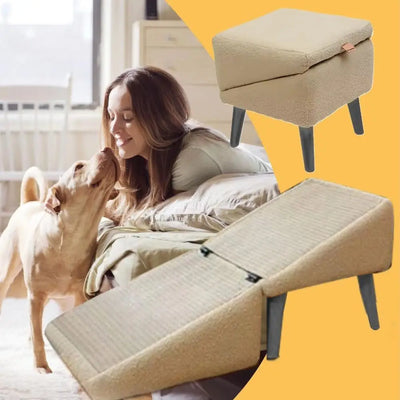 Rampe pour Chien Canapé Pliable Pouf 2-en-1 Antidérapante