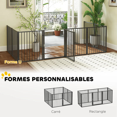 Parc pour Chien PawHut 8 Panneaux Pliable Métal Noir
