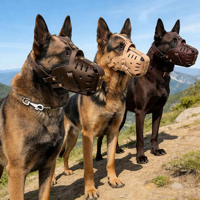 Muselière Chien Berger Allemand Rottweiler Boucles Dorées