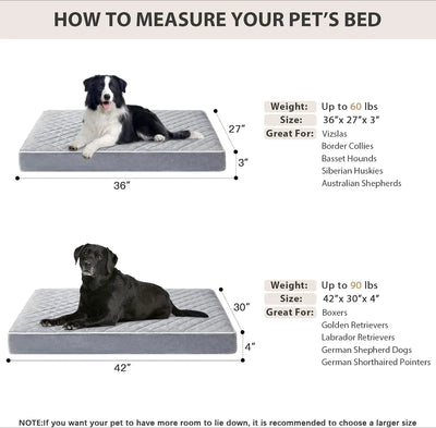 Lit Orthopédique pour Chien Étanche Déhoussable Gris Grande Taille