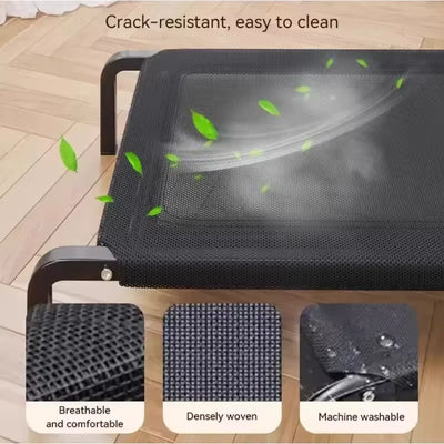 Lit Surélevé pour Chien Cadre Inox Maille Respirante 102x70 cm