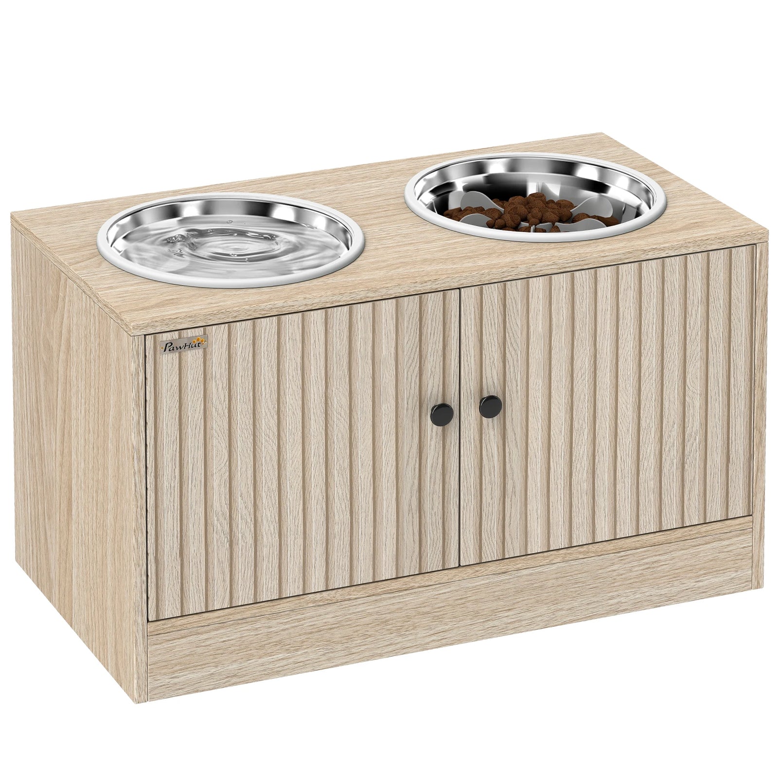Mangeoire Surélevée Gros Chien Inox Chêne