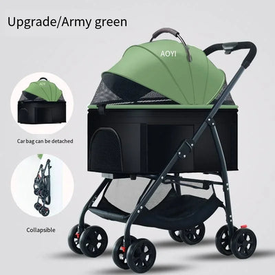 Poussette pour Chien 3 en 1 Pliable Jusqu'à 15 kg