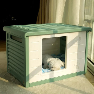 Niche Chien Extérieur Plastique avec Porte et Toit Renforcé