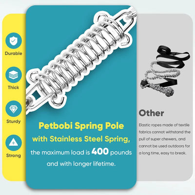 Spring Pole Chien Ressort Inox Corde 5 m ou 10 m