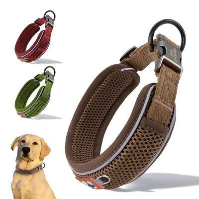 Collier Personnalisé Gravé Maille Respirante Grand Chien